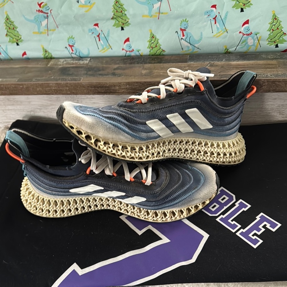 Adidas Blue and Cream Running Shoes